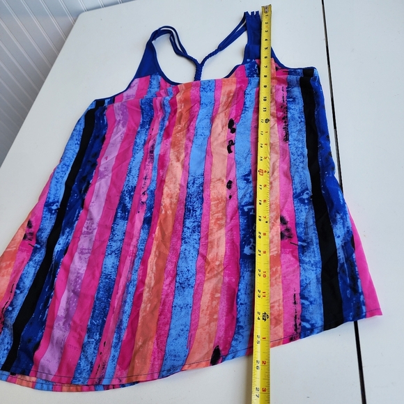 Candie's Tank Top Sleeveless Multicolor Floral Print Lightweight Assymetric Sz M - Picture 8 of 9